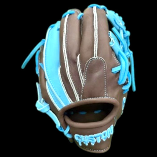 CUSTOM Youth RawEdge Series 11.5” I-Web Baby Blue Brown Baseball Gloves